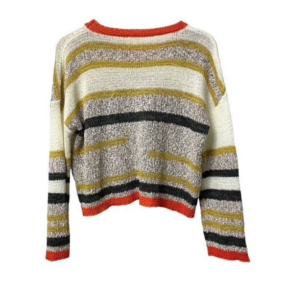 Mystree Multicolor Striped Drop-Shoulder Crewneck Sweater Size Small - Picture 2 of 14